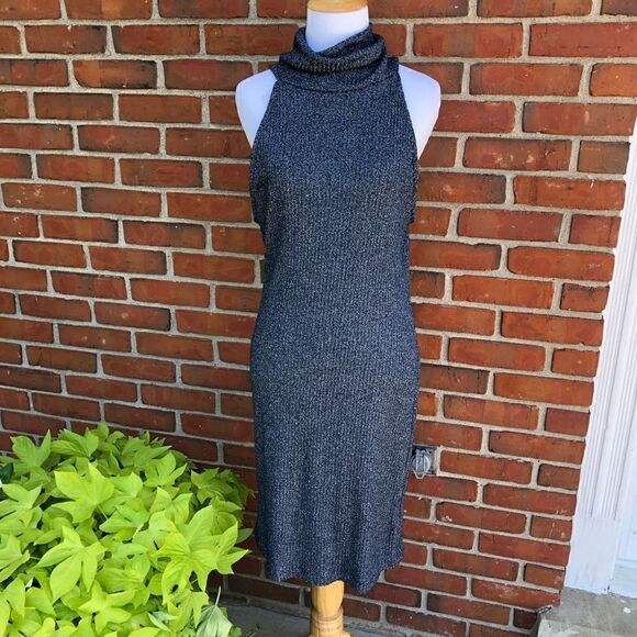 Topshop Blue Knit Turtleneck Dress - Picture 2 of 4